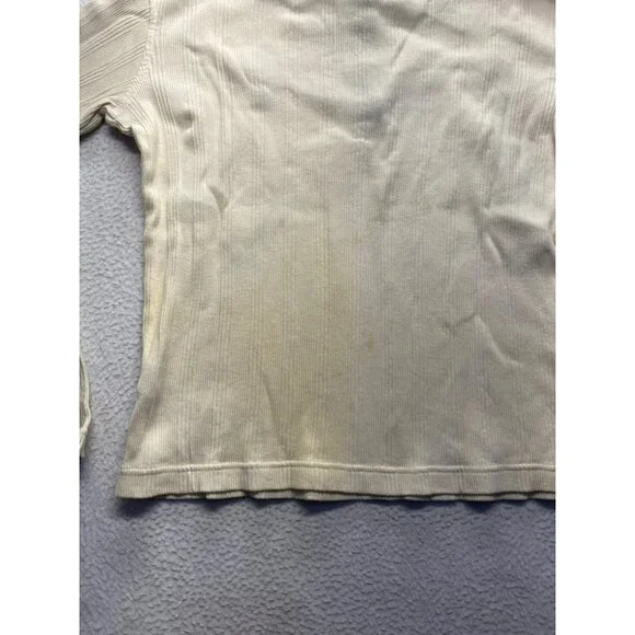 Vintage Tommy Hilfiger Ribbed Long Sleeve Polo Shirt With Striped Collar #7148 - Picture 8 of 9